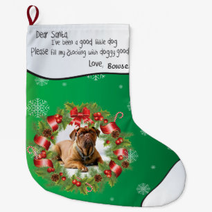 Grande Chaussette De Noël CADRE PHOTO Green Xmas pour la photo de votre chie