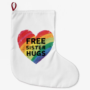 Grande Chaussette De Noël Câlins de sœur gratuits LGBT Gay Lesbienne Mois de