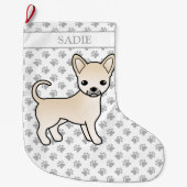 Grande Chaussette De Noël Cam Smooth Coat Chihuahua Cartoon Chig & Nom (Devant)