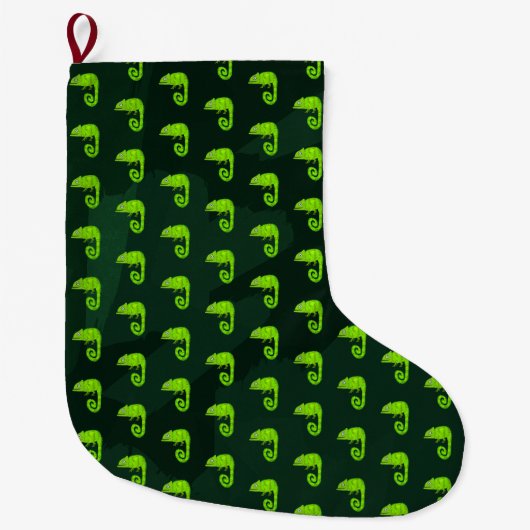 Grande Chaussette De Noël Caméléon vert mignon (Devant)