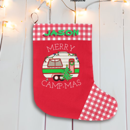 Grande Chaussette De Noël Caméra RV Retro | Camping Thème Personnalisé