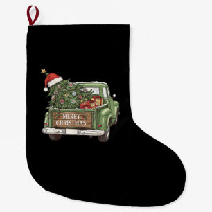 Grande Chaussette De Noël Camion de Noël Vintage Joyeux Noël Hommes Femmes