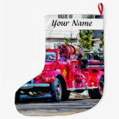 Grande Chaussette De Noël Camion de pompiers démodé (Dos)