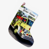 Grande Chaussette De Noël Camion de pompiers jaune (Devant (Accrochage))