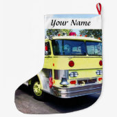 Grande Chaussette De Noël Camion de pompiers jaune (Dos)