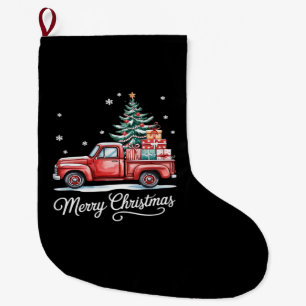 Grande Chaussette De Noël Camion Joyeux Noël Arbre Drôle Essentiel