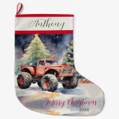 Grande Chaussette De Noël Camion Monster Red Xmas (Devant)