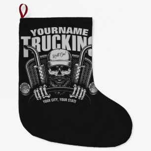 Grande Chaussette De Noël Camionnage personnalisé Camionneur de crâne Camion