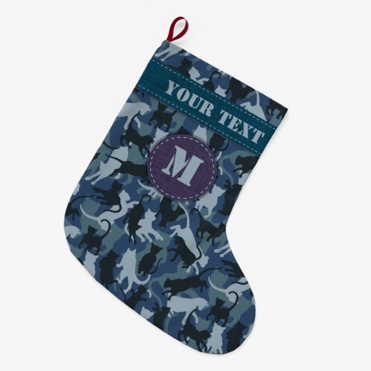 Grande Chaussette De Noël Camouflage de la Marine des Chats (Devant (Accrochage))