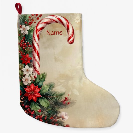 Grande Chaussette De Noël Candy Cane Christmas Holiday Stocking (Devant)