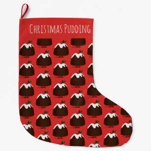 Grande Chaussette De Noël Caractère de dessin de Noël Pudding Stockage
