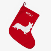 Grande Chaussette De Noël Cardigan de corgi en silhouette (Devant (Accrochage))
