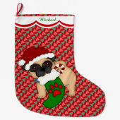 Grande Chaussette De Noël Carlin  Puppy Motif personnalisé (Devant)