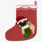 Grande Chaussette De Noël Carlin  Puppy Motif personnalisé (Dos)