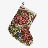 Grande Chaussette De Noël Carnation Carrelage Fleur Antique Art Rustique (Devant (Accrochage))