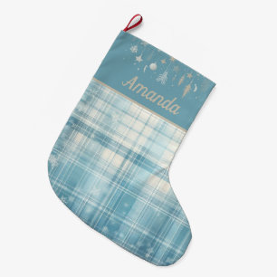 Grande Chaussette De Noël Carreaux bleus