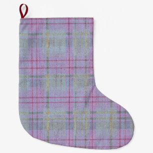 Grande Chaussette De Noël Carreaux de lavande patinés