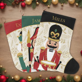 Grande Chaussette De Noël Casse-noix blanc vert et beige