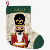 Grande Chaussette De Noël Casse-noix blanc vert et beige (Devant)