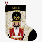 Grande Chaussette De Noël Casse-noix Whimsical Noir et Beige (Devant)