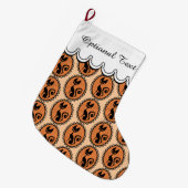 Grande Chaussette De Noël Cat noir rétro (Devant (Accrochage))