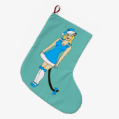 Grande Chaussette De Noël Catgirl de Noël bleu (Devant (Accrochage))