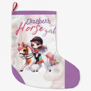 Grande Chaussette De Noël Cavalier de dressage de fille de cheval personnali