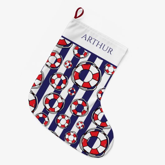 Grande Chaussette De Noël Ceintures nautiques Bateau côtier (Devant (Accrochage))