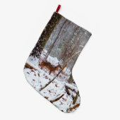 Grande Chaussette De Noël Cerf à queue blanche en neige (Devant (Accrochage))