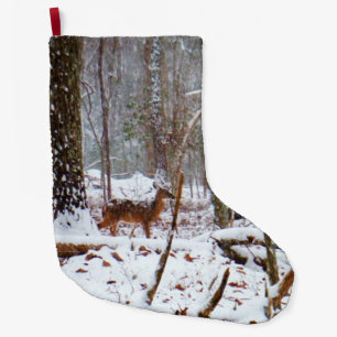 Grande Chaussette De Noël Cerf à queue blanche en neige