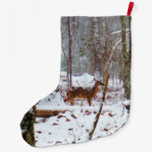 Grande Chaussette De Noël Cerf à queue blanche en neige (Dos)