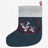 Grande Chaussette De Noël Cerfs communs coupés la queue par blanc de mâle et (Dos)