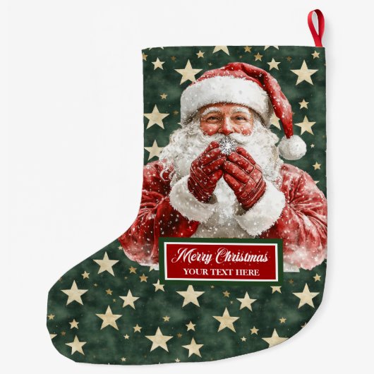 Grande Chaussette De Noël Chaleureux Santa Claus Lieu de vacances Stocker pe (Dos)