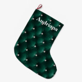 Grande Chaussette De Noël Chaleureux Turquoise Vert Faux Velvet (Devant (Accrochage))