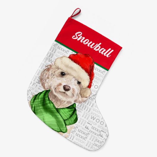 Grande Chaussette De Noël Champagne Cockapoo (Devant (Accrochage))