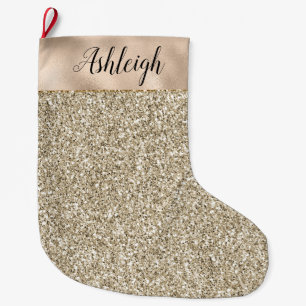 Grande Chaussette De Noël Champagne Gold Glitzy Parties scintillant