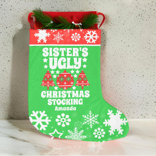 Grande Chaussette De Noël Chandail de Noël moche de Soeur personnalisée