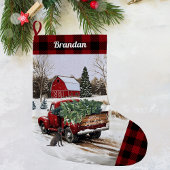 Grande Chaussette De Noël Chariot rouge de Noël - Personnalisé