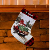 Grande Chaussette De Noël Chariot rouge de Noël - Personnalisé