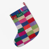 Grande Chaussette De Noël Charmant bonhomme de neige dans la patchwork trico (Dos (Accrochage))