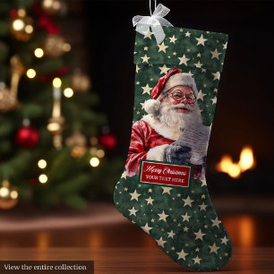 Grande Chaussette De Noël Charming Santa Claus Stocking Personnalisé Classiq