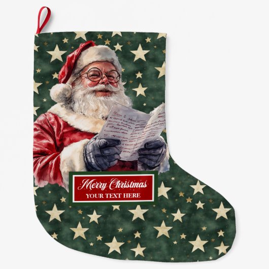 Grande Chaussette De Noël Charming Santa Claus Stocking Personnalisé Classiq (Devant)