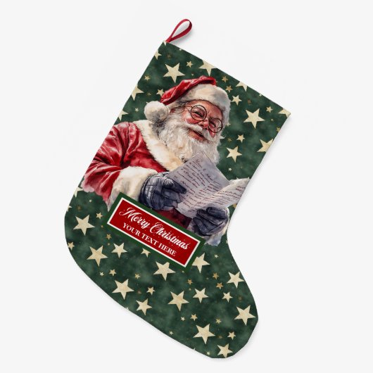 Grande Chaussette De Noël Charming Santa Claus Stocking Personnalisé Classiq (Devant (Accrochage))
