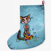 Grande Chaussette De Noël Chat à squelette de sucre drôle (Dos)
