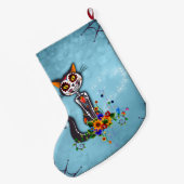 Grande Chaussette De Noël Chat à squelette de sucre drôle (Dos (Accrochage))