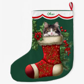 Grande Chaussette De Noël Chat blanc gris Pékin (Dos)