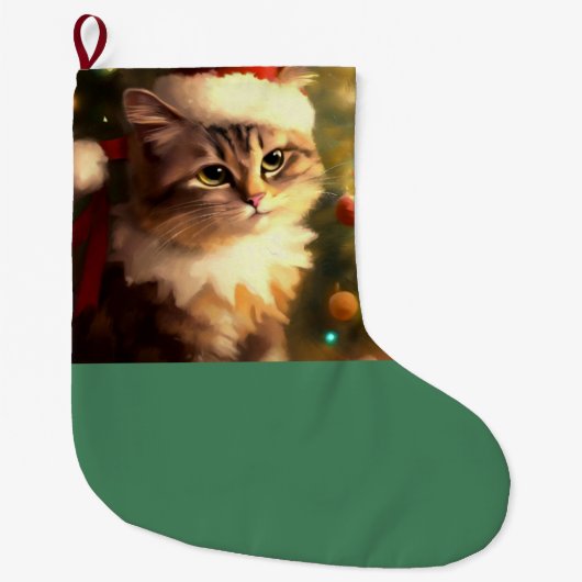 Grande Chaussette De Noël Chat de Noël 4 (Devant)