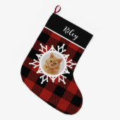 Grande Chaussette De Noël Chat de Noël Snowy Buffalo Plaid (Devant (Accrochage))