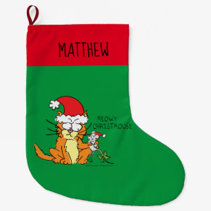 Grande Chaussette De Noël Chat Funny Noël Cartographie mignonne souris souri