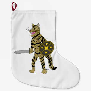 Grande Chaussette De Noël Chat guerrier